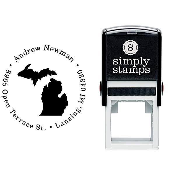 Michigan Round Address Stamp Body and Design