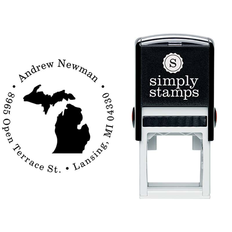 Michigan Round Address Stamp Body and Design