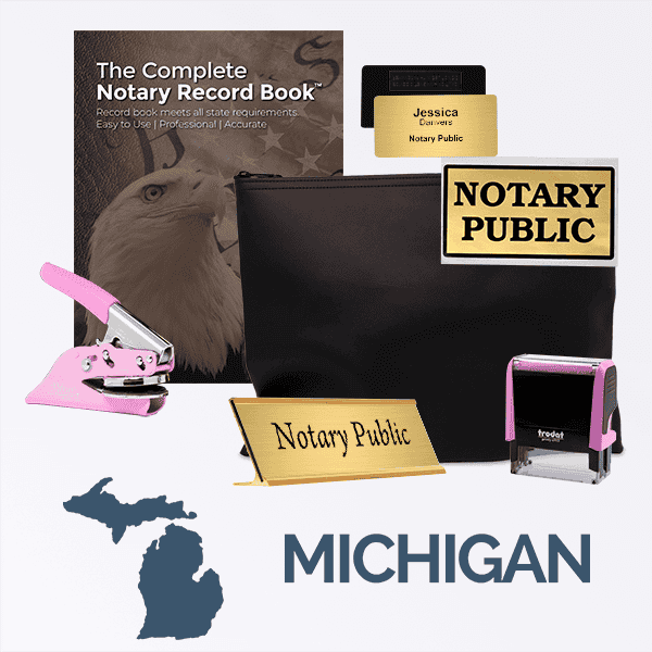 Michigan Pink Deluxe Notary Kit