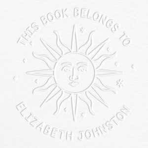 Modern Sun Personalized Book Embosser Impression on Grey Paper