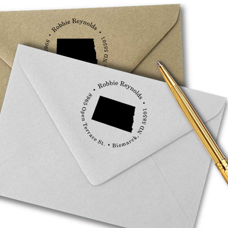 North Dakota Round Address Stamp Imprint Example
