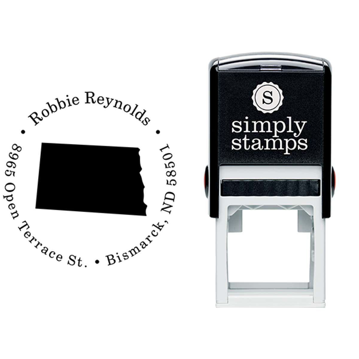 North Dakota Round Address Stamp Body and Design