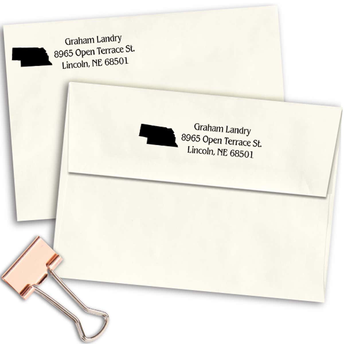 Nebraska Return Address Stamp Imprint Example