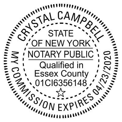New York Notary with County and Expiration Round Stamp Imprint