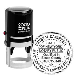 New York Notary with County and Expiration Round Stamp