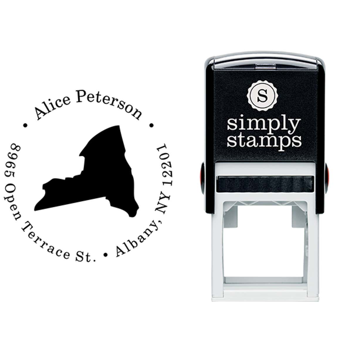 New York Round Address Stamp Body and Design