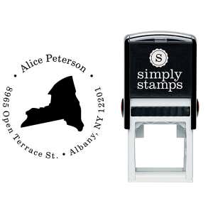 New York Round Address Stamp Body and Design