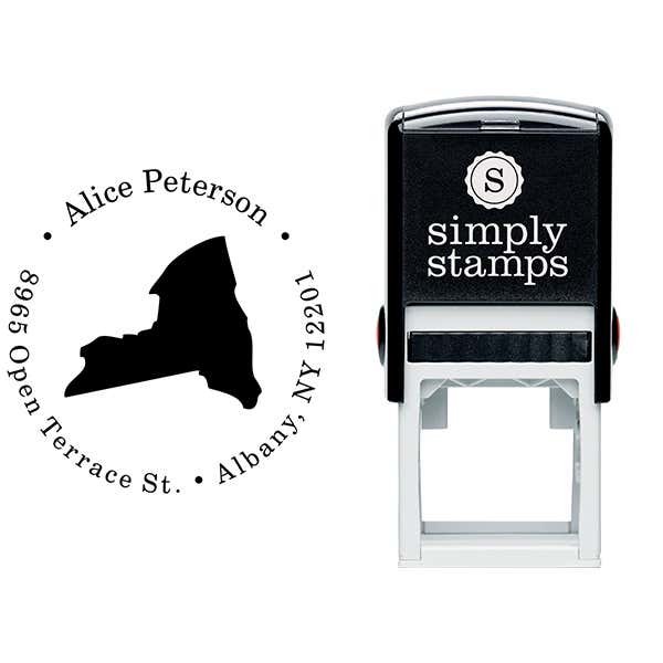 New York Round Address Stamp Body and Design