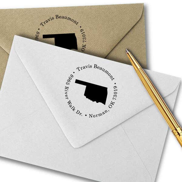 Oklahoma Round Address Stamp Imprint Example