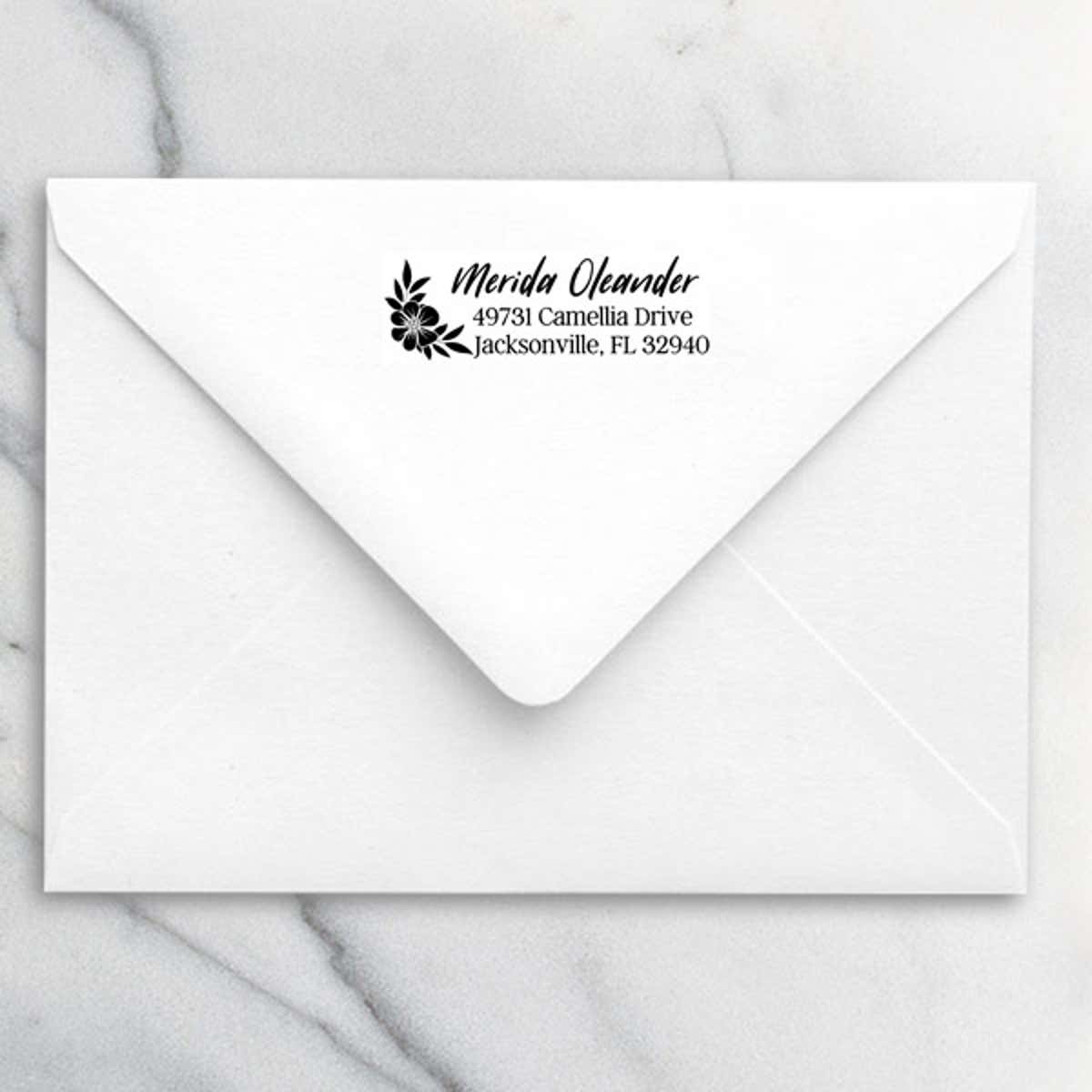 Oleander Floral Address Stamp