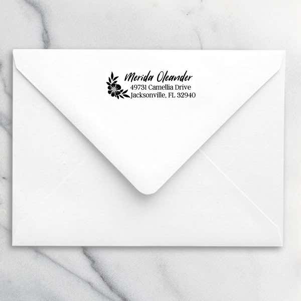 Oleander Floral Address Stamp