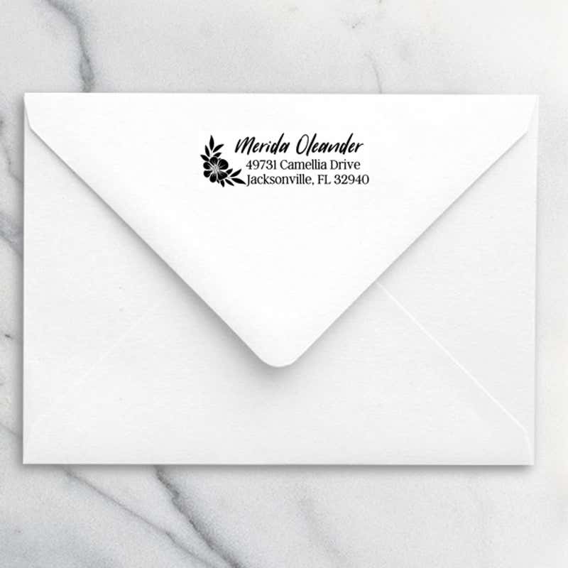 Oleander Floral Address Stamp