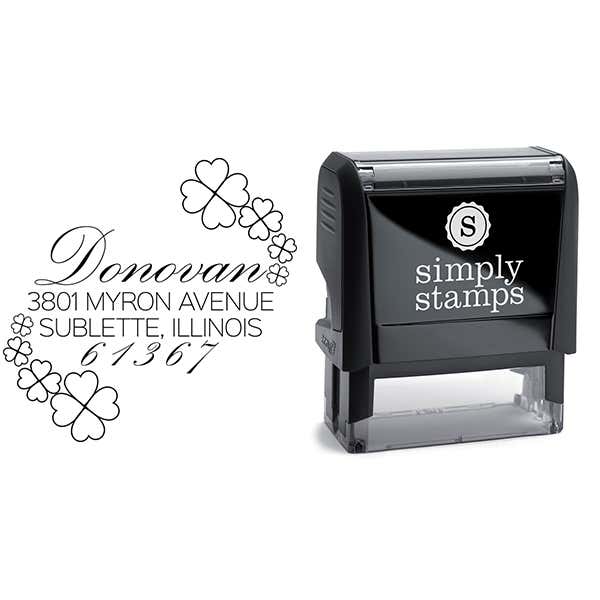 Donovan Script Address Stamp Body and Design
