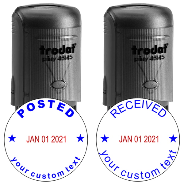 Posted Received Round Custom Dater Stamp Set