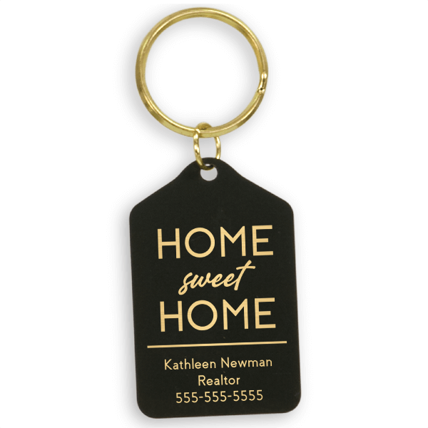Black Brass Sweet Home Custom Realtor Keychain