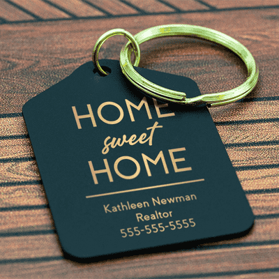 Black Brass Sweet Home Custom Realtor Keychain - alternate view