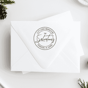 Salvatore Round Script Address Stamp