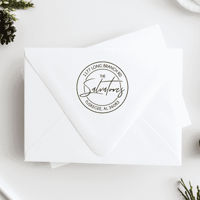 Salvatore Round Script Address Stamp - alternate view