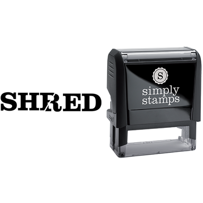 Shred with Text Cut in Half Business Stamp