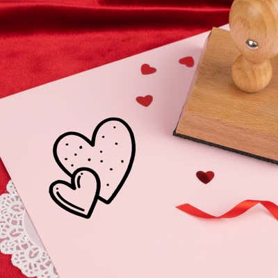 Sweetheart Double Hearts Craft Stamp - alternate view