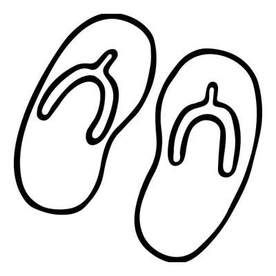 Pair of flip-flops seen from above, each with a Y-shaped strap and toe post