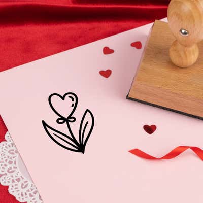 Romantic Heart Flower Craft Stamp - alternate view