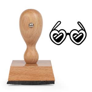 Quirky Heart Glasses Craft Stamp standing upright beside its black stamped heart glasses image