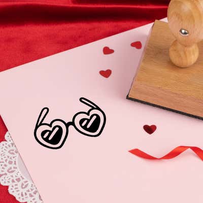 Quirky Heart Glasses Craft Stamp - alternate view