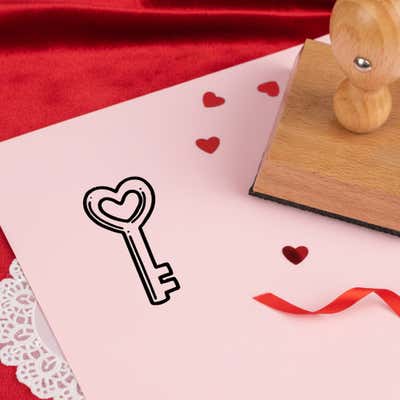 Devoted Heart Key Craft Stamp - alternate view