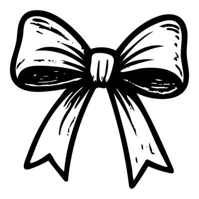 Gift bow with heavily shaded loops, a wrapped center knot and two tails trimmed in V-shaped notches