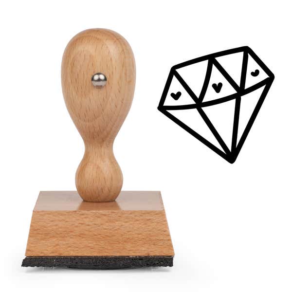Precious Love Diamond Craft Stamp standing upright beside its black stamped diamond image