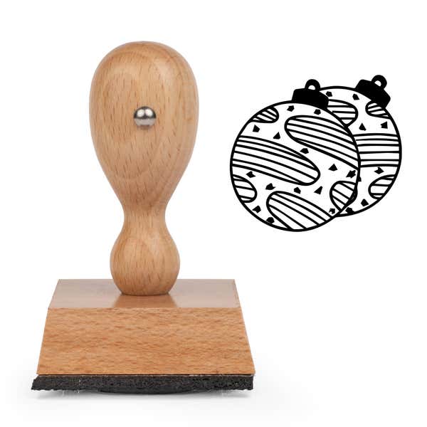 Keepsake Tree Ornaments Craft Stamp standing upright beside its black stamped keepsake tree ornaments image