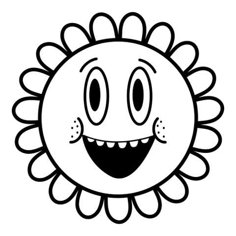 Grinning Retro Flower Craft Stamp