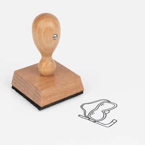 Snorkel Mask Craft Stamp at an angle with its wooden handle and block