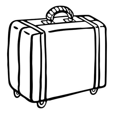 Vintage suitcase with two straps, a cord-wrapped carry handle and small wheels at the corners