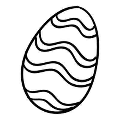 Tilted Easter egg outline filled with bands of wavy lines from top to bottom, leaving open stripes for coloring