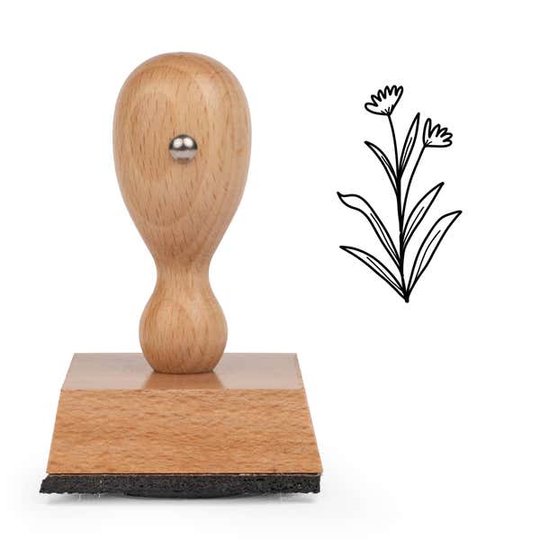 Fringed Bloom Pair Craft Stamp standing upright beside its black stamped fringed bloom pair image