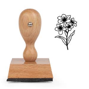 Clustered Blossom Spray Craft Stamp standing upright beside its black stamped clustered blossom spray image