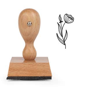 Veined Cup Wildflower Craft Stamp standing upright beside its black stamped veined cup wildflower image