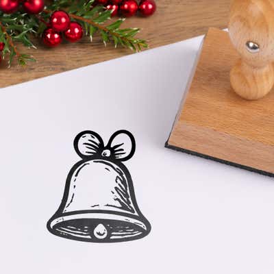 Bow-Topped Christmas Bell Craft Stamp - alternate view