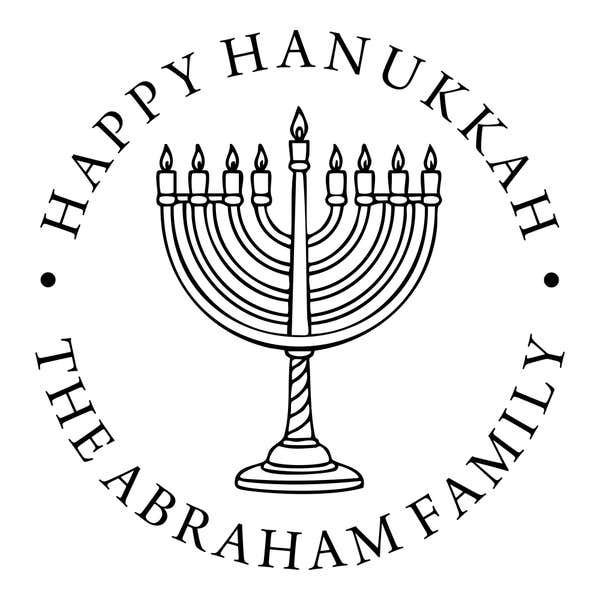 Happy Hanukkah Menorah Rubber Stamp