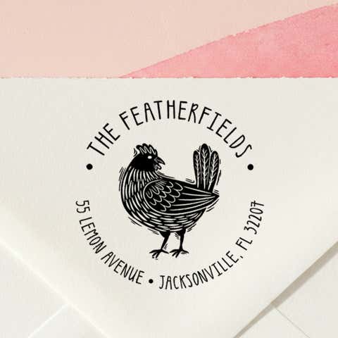 Farmhouse Rooster Return Address Stamp