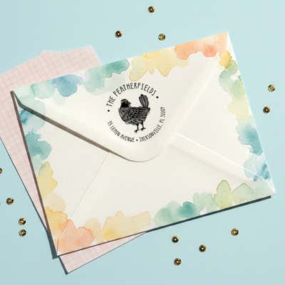 Farmhouse Rooster Return Address Stamp - alternate view