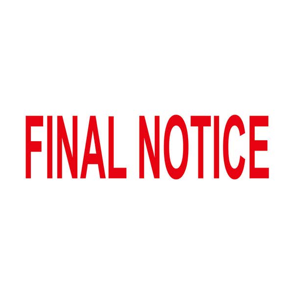 Final Notice stamp impression in red ink