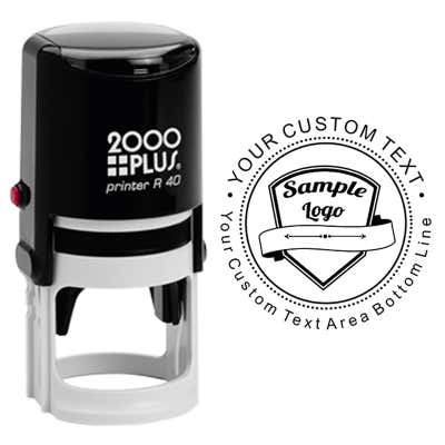 Custom Rubber Double Lines Logo Stamp - alternate view
