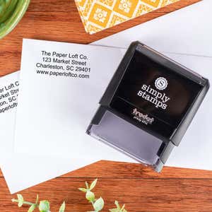 custom 4 line stamp body and impression on an envelope 