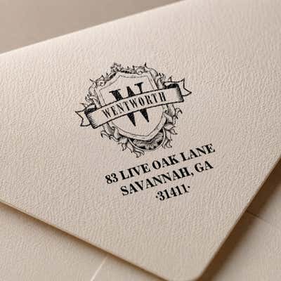 Family Crest Monogram Return Address Stamp - alternate view