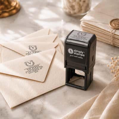 Botanical Crest Monogram Return Address Stamp - alternate view