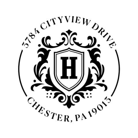 Round Shield Monogram Return Address Stamp