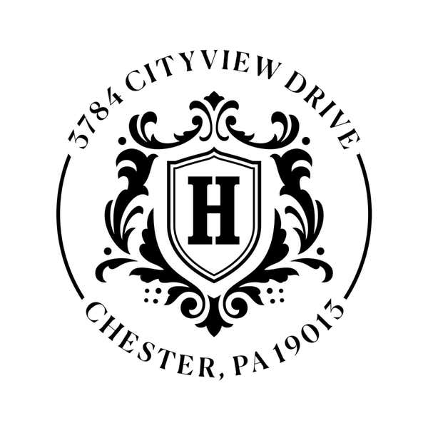 Round Shield Monogram Return Address Stamp